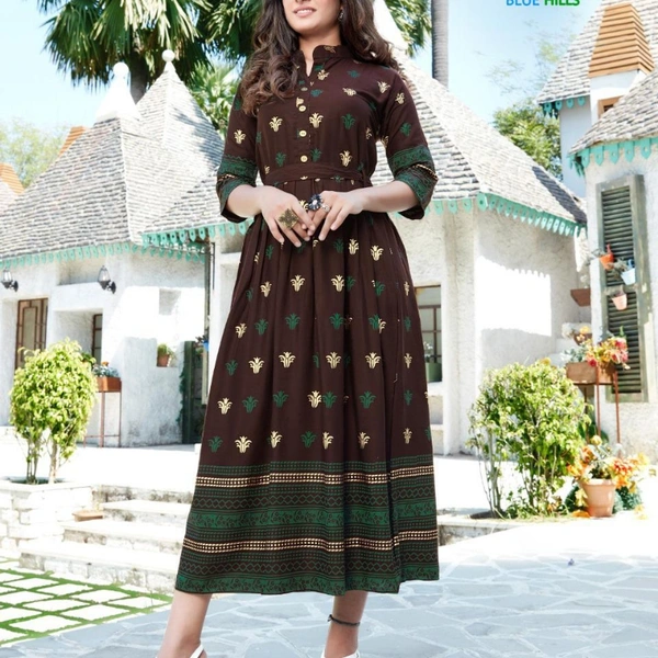 SM READYMADE GARMENT FANCY LONG GOWN STYLE KURTI - 4650, 6999, Black, Pink, Blue, Orange, Green, Navy Blue, 06, 25, L:40” | XL:42”| XXL:44”
