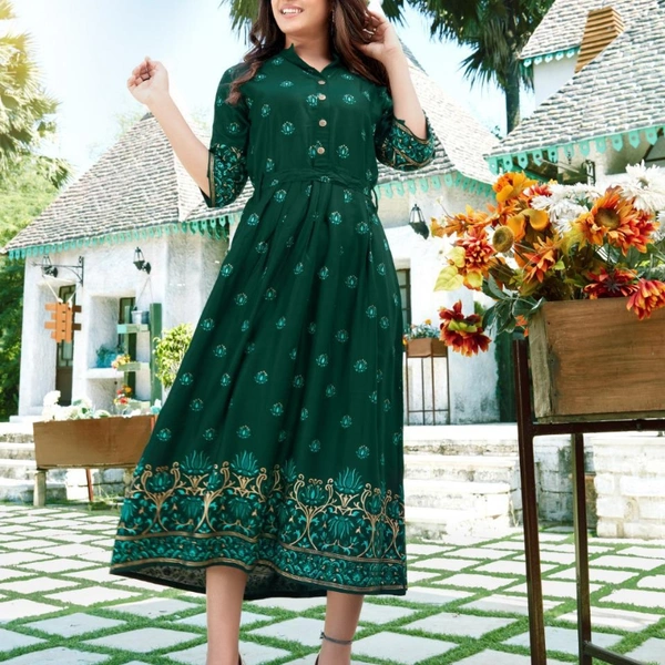 SM READYMADE GARMENT FANCY LONG GOWN STYLE KURTI - 4650, 6999, Black, Pink, Blue, Orange, Green, Navy Blue, 06, 25, L:40” | XL:42”| XXL:44”