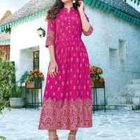 SM READYMADE GARMENT FANCY LONG GOWN STYLE KURTI - 4650, 6999, Black, Pink, Blue, Orange, Green, Navy Blue, 06, 25, L:40” | XL:42”| XXL:44”