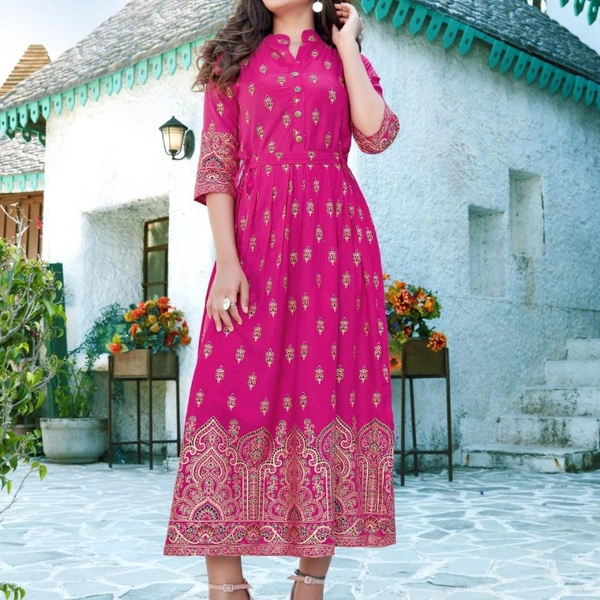 SM READYMADE GARMENT FANCY LONG GOWN STYLE KURTI - 4650, 6999, Black, Pink, Blue, Orange, Green, Navy Blue, 06, 25, L:40” | XL:42”| XXL:44”