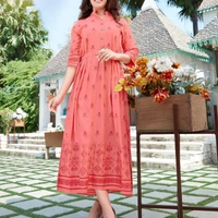SM READYMADE GARMENT FANCY LONG GOWN STYLE KURTI - 4650, 6999, Black, Pink, Blue, Orange, Green, Navy Blue, 06, 25, L:40” | XL:42”| XXL:44”