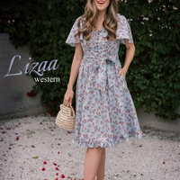 SM READYMADE GARMENT: FANCY WESTERN FROCK KURTI - 4999, 5999, Blue, Red check, Pink, Gray,Pink,White, 06, 25, M, L, XL, XXL