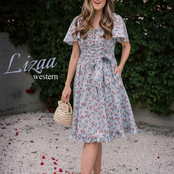 SM READYMADE GARMENT: FANCY WESTERN FROCK KURTI - 4999, 5999, Blue, Red check, Pink, Gray,Pink,White, 06, 25, M, L, XL, XXL