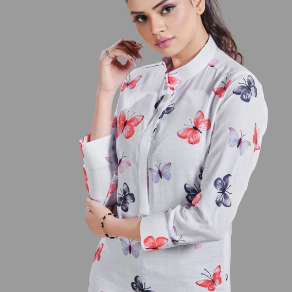SM READYMADE GARMENT: HEAVY COTTON DESIGNER SHIRT A - 1, Bust Size :  L-40, White 2, 1