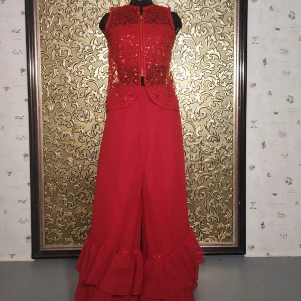 SM READYMADE GARMENT. AB 295 MADHURI MAROON SHARARA - Red, 01, 08, Size:- 36 38