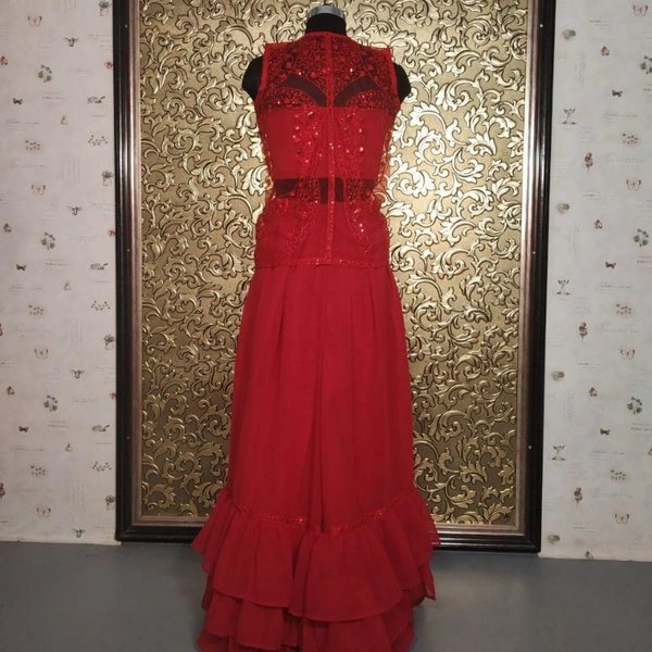 SM READYMADE GARMENT. AB 295 MADHURI MAROON SHARARA - Red, 01, 08, Size:- 36 38