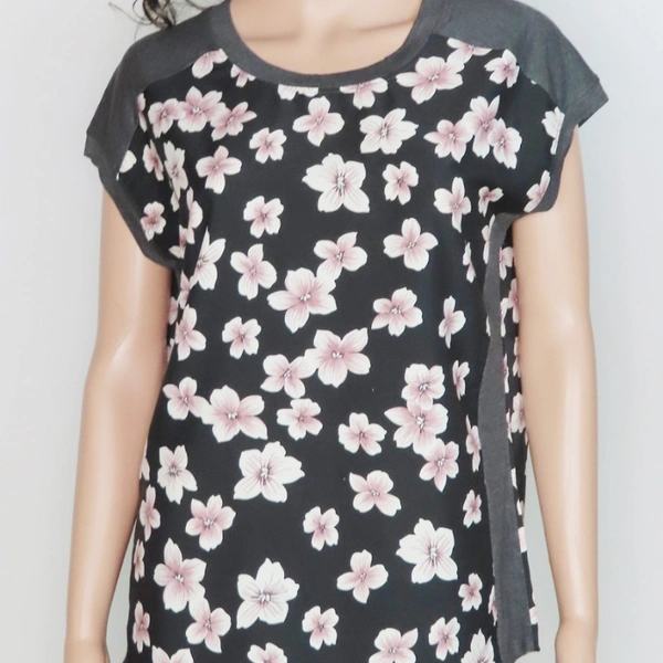 Simply Basic - SM READYMADE GARMENT. LADIES VISCOSE POLYESTER PRINTED T SHIRTS - 1500, 2499, Navy AOP & Black AOP, 06, 25, M- L