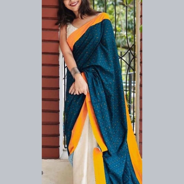 SM READYMADE GARMENT  Imported Cotton Saree Wholesale Catalog - 3325, 4999, 4, 1, White & Green