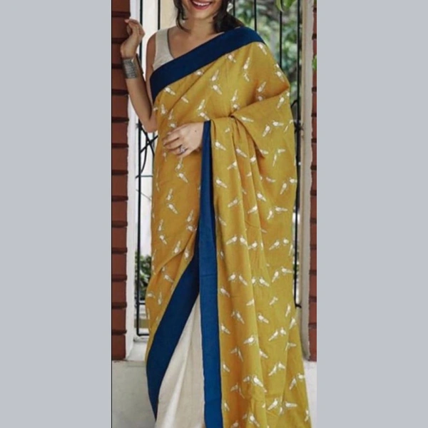 SM READYMADE GARMENT  Imported Cotton Saree Wholesale Catalog - 3325, 4999, 4, 1, White & Green