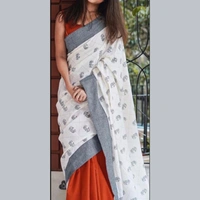 SM READYMADE GARMENT  Imported Cotton Saree Wholesale Catalog - 3325, 4999, 4, 1, White & Green