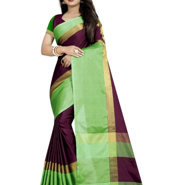 SM READYMADE GARMENT COTTON SILK SAREE - 5680, 7999, 20, 01, 12, Green & Pink