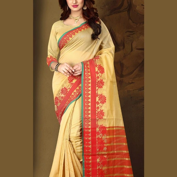 SM READYMADE GARMENT NEW COTTON AND BANARASI SILK SAREE O - 01, 12, Light Green