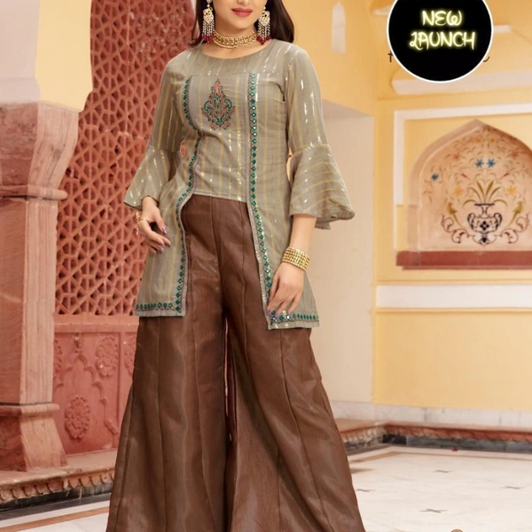 SM READYMADE GARMENT. NEW RUBI COTTON TOP WITH PLAZO - Chocolate, 01, L 40 