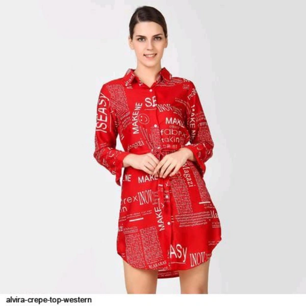 SM READYMADE GARMENT ALVIRA CREPE TOP WESTERN G - 1, M (38), Red