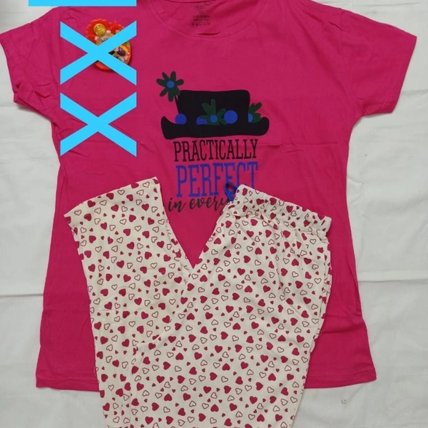 DM READYMADE GARMENT. RITURAJ SUPER COTTON NIGHT WEAR A - 1, XLL, Pink top