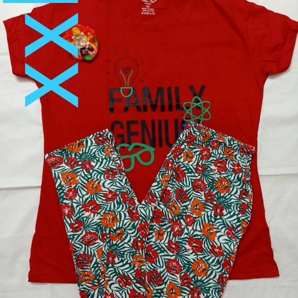 DM READYMADE GARMENT. RITURAJ SUPER COTTON NIGHT WEAR A - 1, XXL, Red Top
