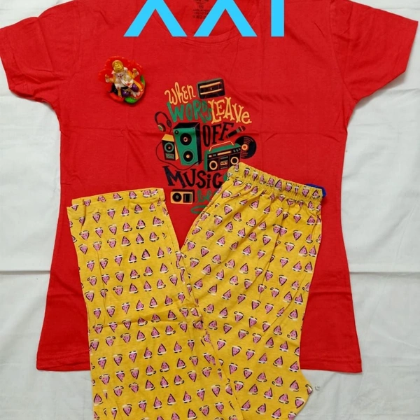 DM READYMADE GARMENT. RITURAJ SUPER COTTON NIGHT WEAR A - 1, XLL, Yellow bottom