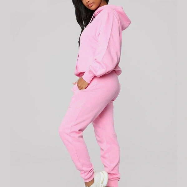 Plain Hoodie track suit - 2600, Pink, 04, SIZE	:	S  (FREE SIZE) (SUITABLE UP TO L)WAIST	:	26.0 - 34.0 (IN INCHES)BUST	:	26.0 - 36.0 (IN INCHES