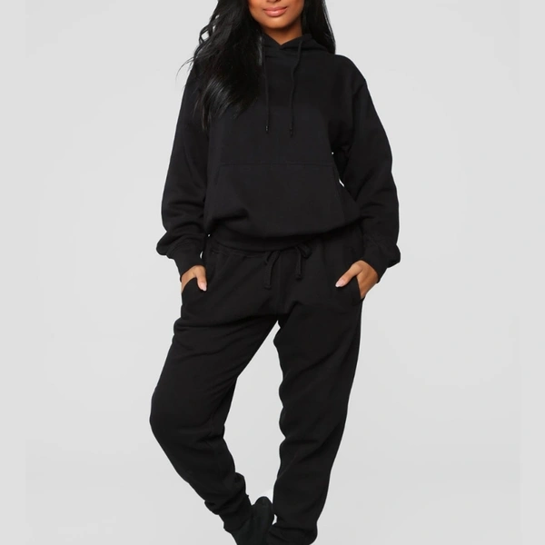 Plain Hoodie track suit - 2600, Black, 04, SIZE	:	S  (FREE SIZE) (SUITABLE UP TO L)WAIST	:	26.0 - 34.0 (IN INCHES)BUST	:	26.0 - 36.0 (IN INCHES