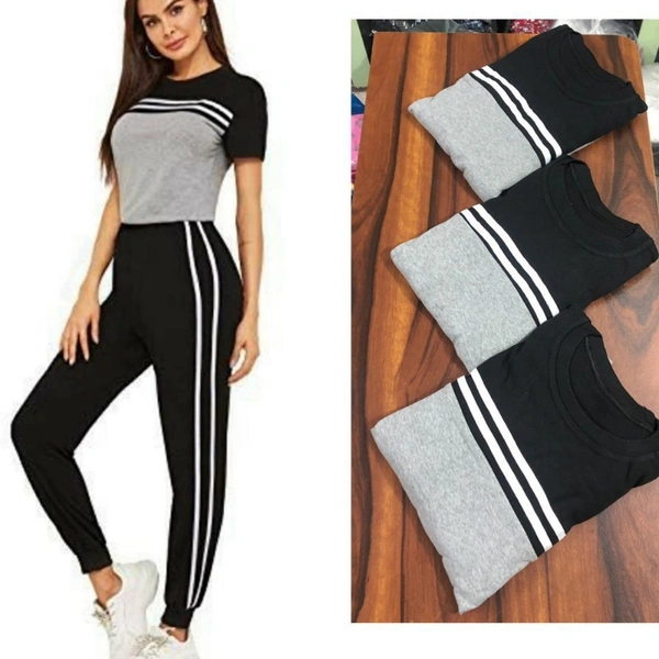 003 KIT KAT TRACKSUIT - 10, 	UP TO L  (FREE SIZE)WAIST	:	26.0 - 34.0 (IN INCHES)BUST	:	26.0 - 34.0 (IN INCHES), Grey