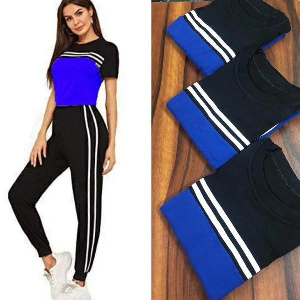 003 KIT KAT TRACKSUIT - 10, 	UP TO L  (FREE SIZE)WAIST	:	26.0 - 34.0 (IN INCHES)BUST	:	26.0 - 34.0 (IN INCHES), Blue, 3894