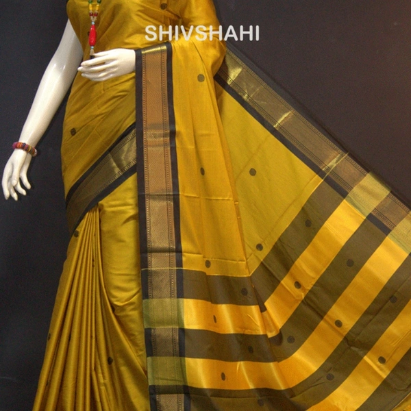 PAITHANI BORDER - 6 Yards, 1, Yellow & Silver Boarder