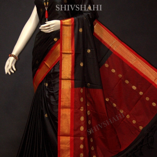 PAITHANI BORDER - 6 Yards, 1, Black & Red Boarder