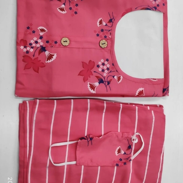 MK HEAVY RAYON KURTI WITH PLAZO 002 O - 1, XXL-44, Pink