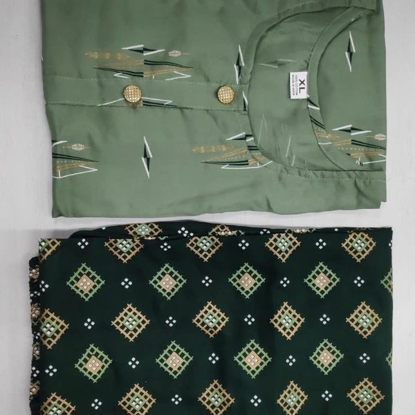 MK HEAVY RAYON KURTI WITH PLAZO 002 O - Green, 1, XXL-44
