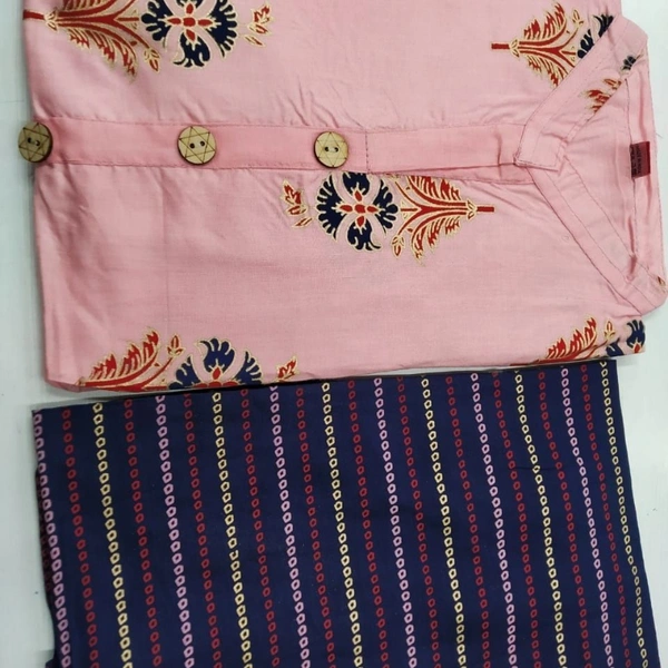 MK HEAVY RAYON KURTI WITH PLAZO 002 O - Light Pink, 1, XL-42,