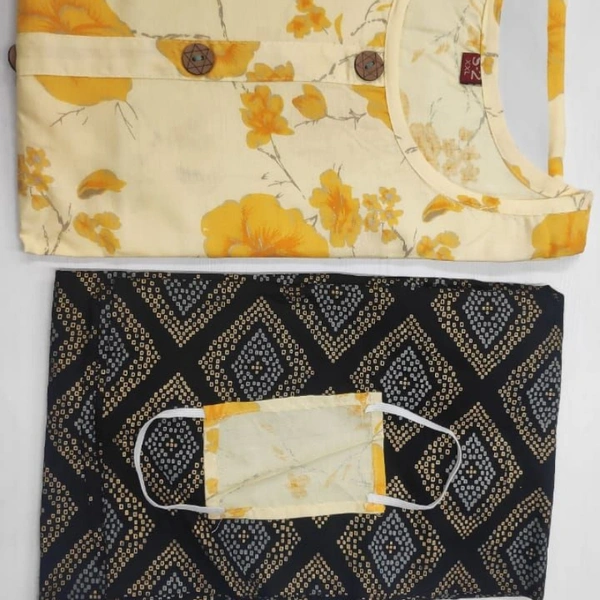 MK HEAVY RAYON KURTI WITH PLAZO 002 O - Yellow, 1, XL-42,