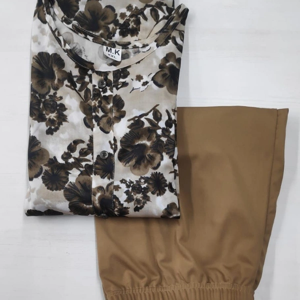 MK HEAVY RAYON KURTI WITH PLAZO 002 O - Black, 1, XL-42,