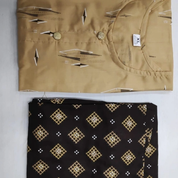 MK HEAVY RAYON KURTI WITH PLAZO 002 O - Chocolate, 1, XL-42