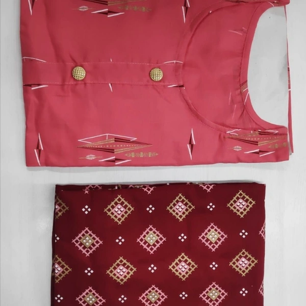 MK HEAVY RAYON KURTI WITH PLAZO 002 O - Pink & Red, 1, XL-42,