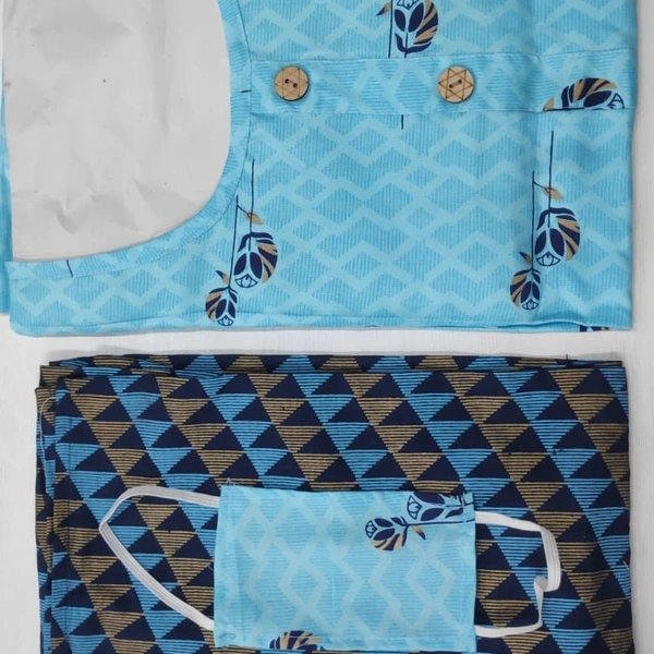 MK HEAVY RAYON KURTI WITH PLAZO 002 O - Blue,, 1, XL-42,