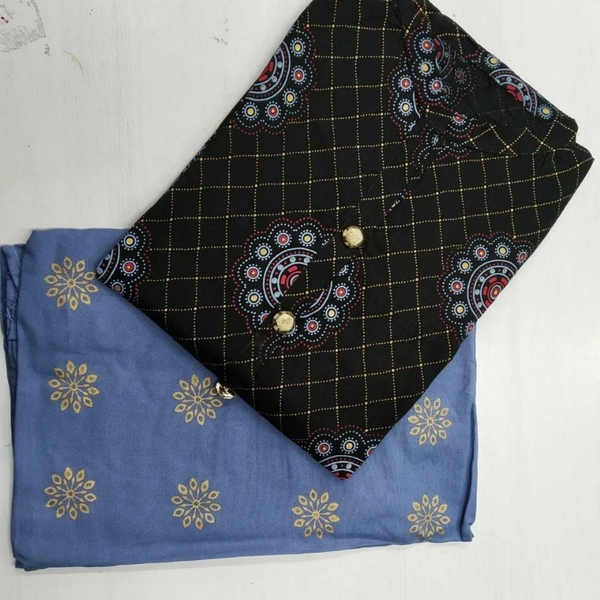 MK HEAVY RAYON KURTI WITH PLAZO 002 O - Black Yellow, 1, XL-42,