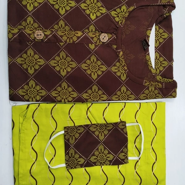 MK HEAVY RAYON KURTI WITH PLAZO 002 O - Black Yellow, 1, XL-42,