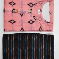 MK HEAVY RAYON KURTI WITH PLAZO 002 O - Black Yellow, 1, XLL-44