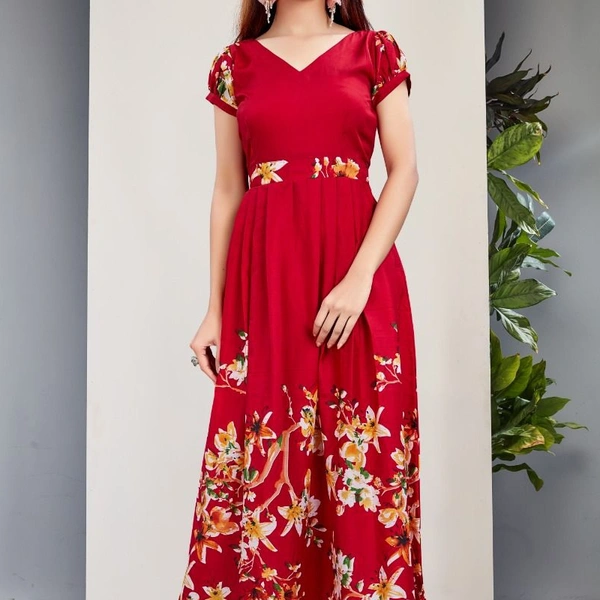 WESTERN FLARE HEAVY CREPE WESTERN WEAR - Red, 1, S 36