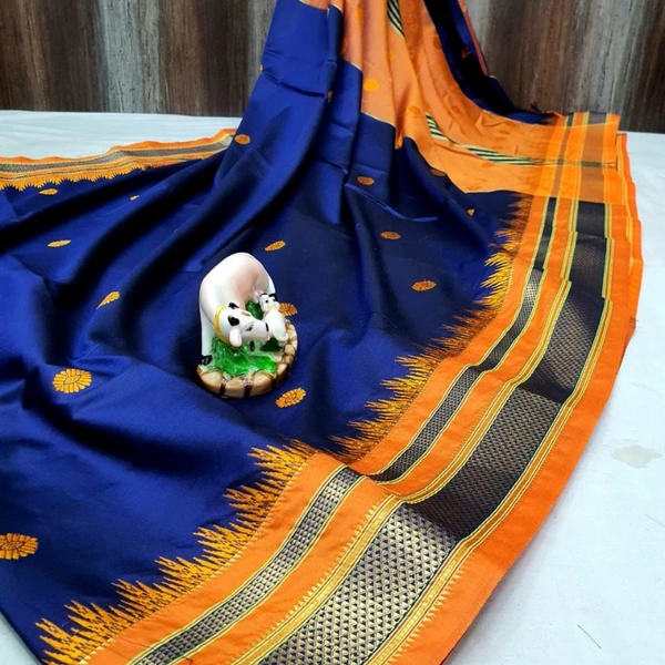 KOLHAPURI IKKAT COTTON SILK SAREE - Maroon & Green Boarder, 1
