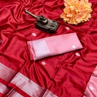 SILVER PAITHINI SOFT COTTON SILK SAREE - Green & Red Silver Boarder, 1, 7540