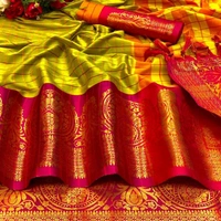 AURA AAB SURYAMVANSHI COTTON SILK SAREE - 3900, 1, Yellow