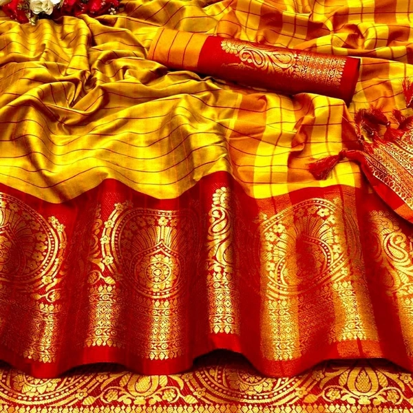 AURA AAB SURYAMVANSHI COTTON SILK SAREE - 3900, 1, Yellow