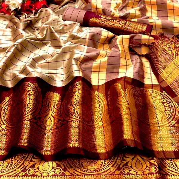 AURA AAB SURYAMVANSHI COTTON SILK SAREE - 3900, 1, Creamy