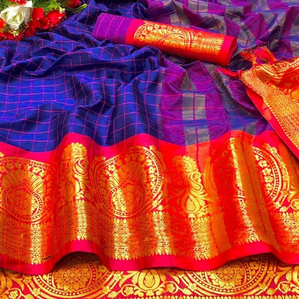 AURA AAB SURYAMVANSHI COTTON SILK SAREE - 3900, 1, Nevy Blue,