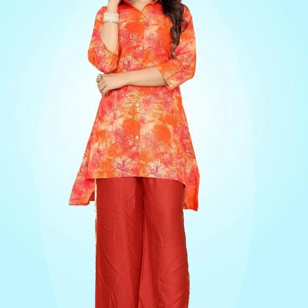 CAMBRIC KUTTI WITH PLAZO B - Orange, 1, XL-42