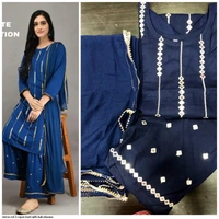 RAYON KURTI WITH KALI SHARARA D - 1, Indigo, XLL-44