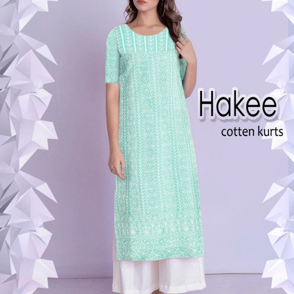 HAKEE RAYON LONG KURTI WITH PLAZO  - Green, 1, L(40),