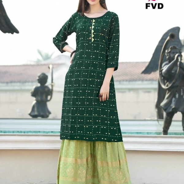 RIMZIM VOL 1 RAYON KURTI WITH SHARARA  - 1, Chocolate, XLL-44