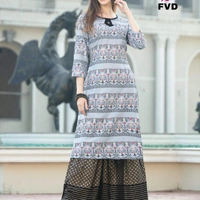 RIMZIM VOL 1 RAYON KURTI WITH SHARARA  - 1, Chocolate, XLL-44